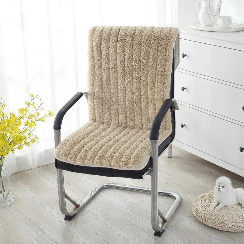 Winter Fleece Chair Seat Cushion Backrest All-in-one Table Cushion Connected Anti-slip Chair Cover Office Chair Connected Pad
