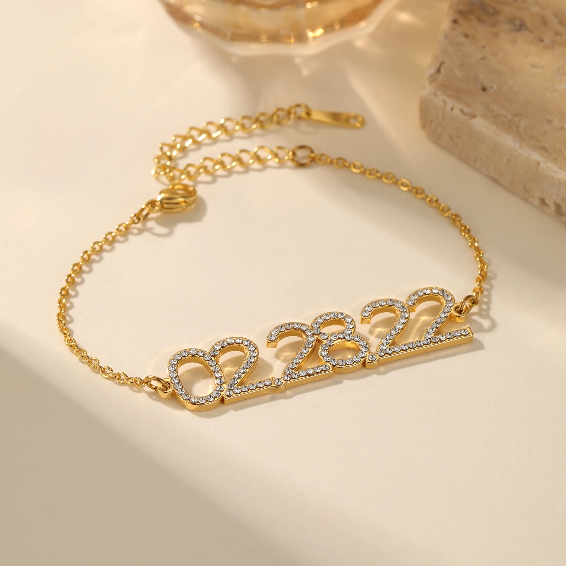 

Customized Digital Bracelet With Personalized Crystal Zircon 18K Stainless Steel Perfect For Couples A Thoughtful Gift For Her