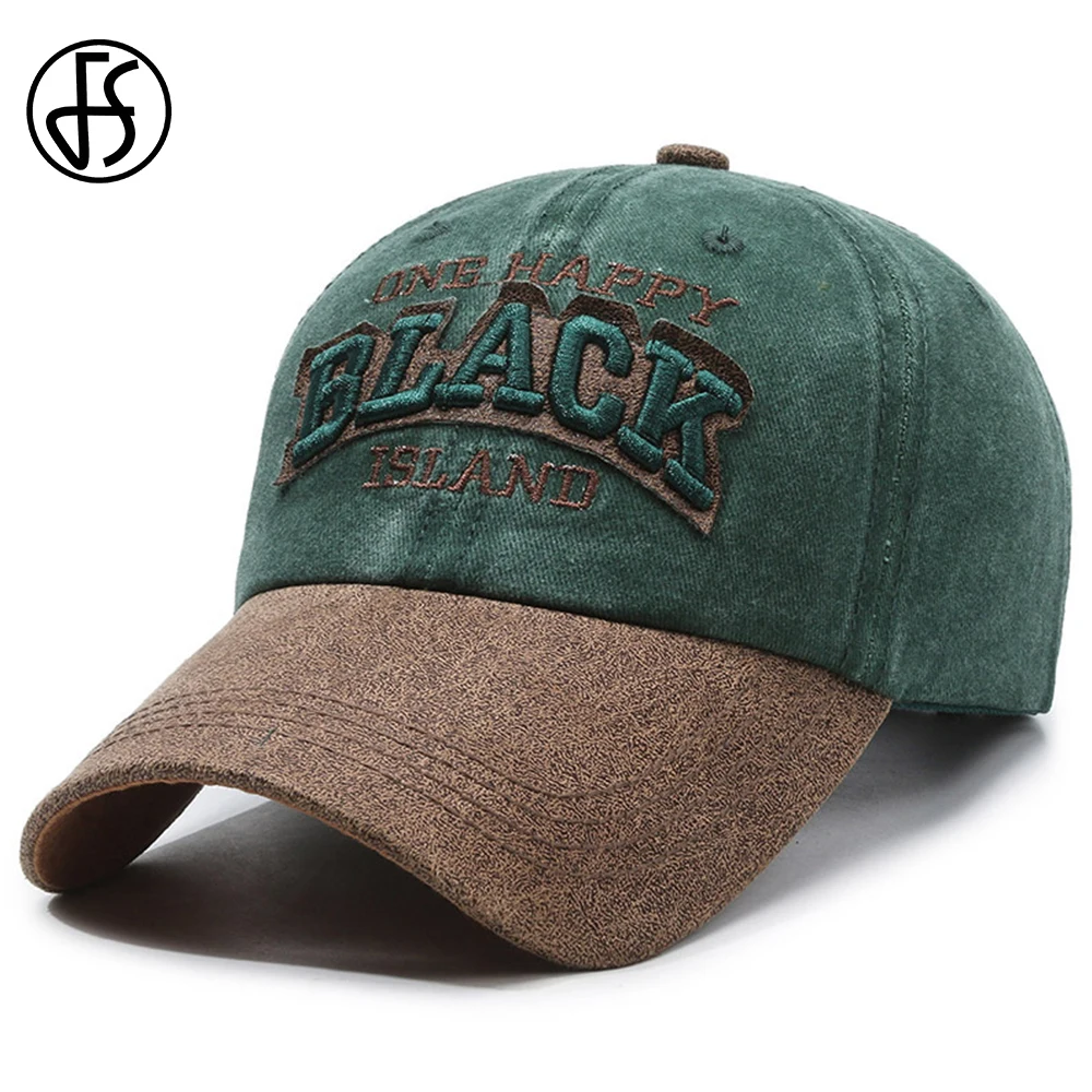 FS Green Brown 3D Letter Baseball Cap For Men High Quality Cotton Women Caps Vintage Trucker Hat Outdoor Sports Golf Hats Bone