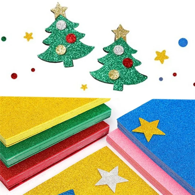 1 Sheet 2mm Sponge Paper Glitter Gold Powder EVA Foam Paper DIY Handcraft Scrapbook Material Kindergarten Teaching Decorations