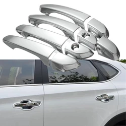 9Pcs Chrome Car Door Handle Catch Cover Trim For Hyundai Tucson 2016-2017