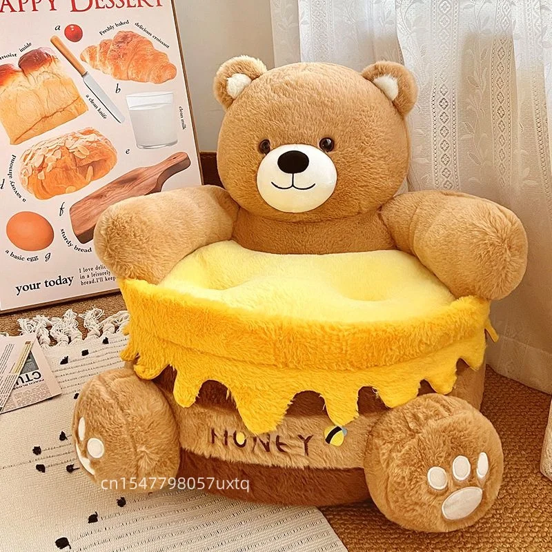 Thickened Honey Pot Bear Seat Cushion Chair Comfortable Stuffed Bear Sitting Cushion Floor Child Sitting Cushion Home Decor Gift