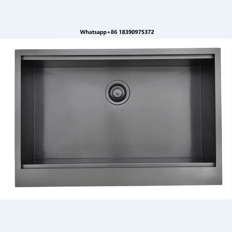 Stainless Steel Large Single Morern Slot Black Wash Topmount Smart Kitchen Sink