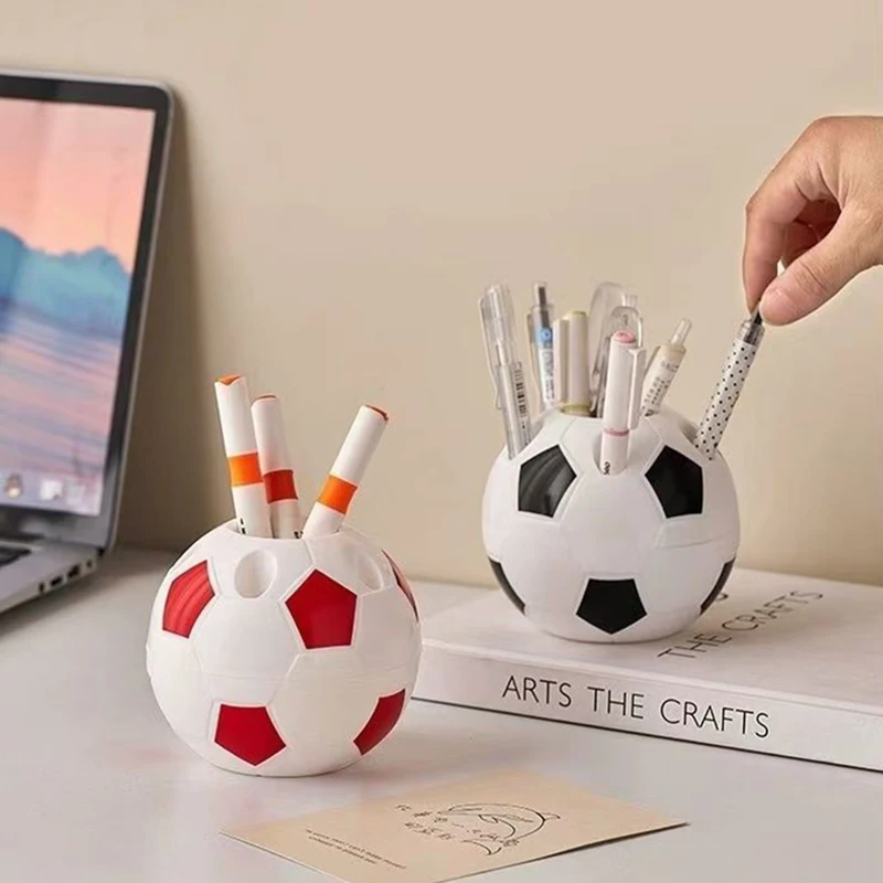 1pcs Soccer-Shaped Tool Organizer Pencil Holder Soccer-Shaped Pencil Stand Desktop Storage Rack Student Supplies