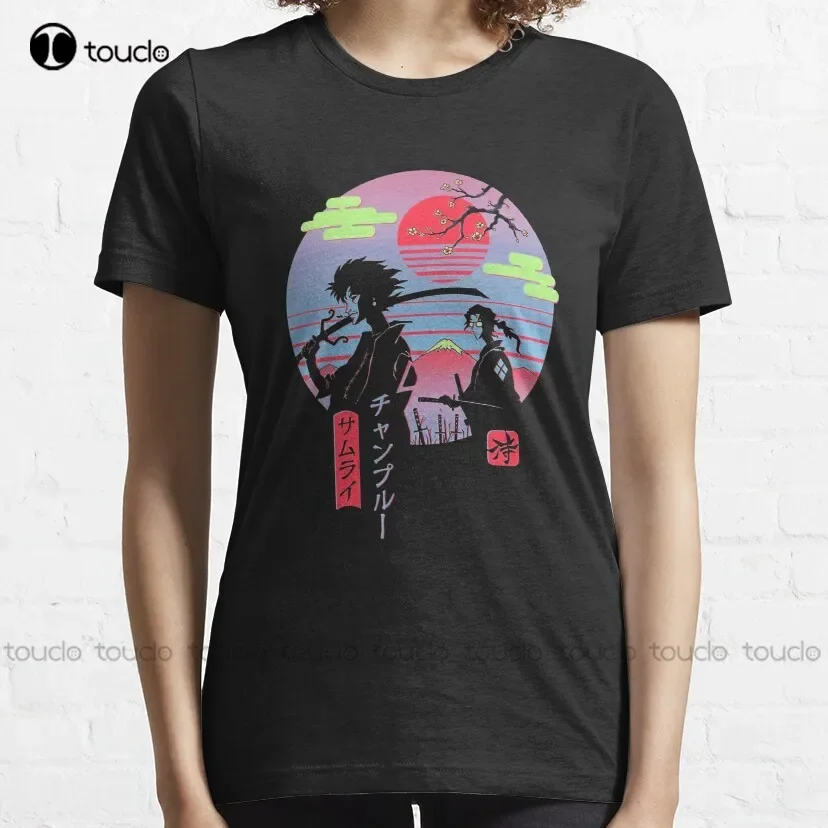 Neon Austetic Retro Chillhop Afro Samurai T-Shirt Cat Shirts Custom Aldult Teen Unisex Digital Printing Tee Shirt Xs-5Xl Cotton