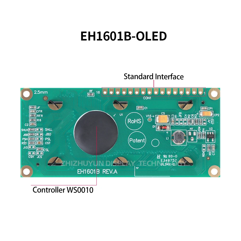 EH1601B True OLED Display Screen LCM Screen BuiIt In WS0010 Black Background And White Lettering 161