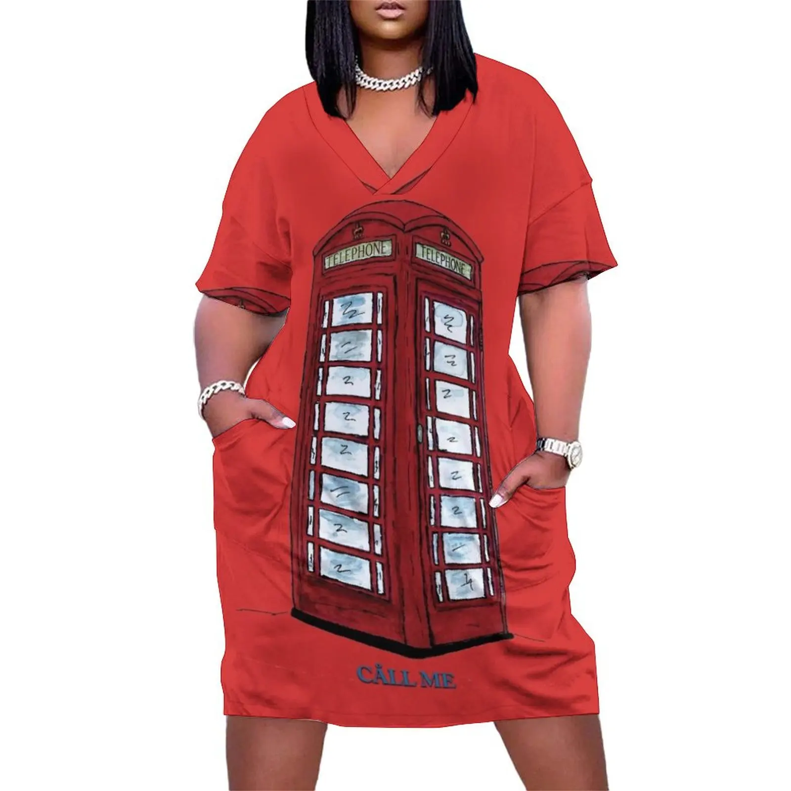 

Telephone Box in the U.K. England Loose Pocket Dress evening dresses luxury 2025 women dress long sleeve dresses