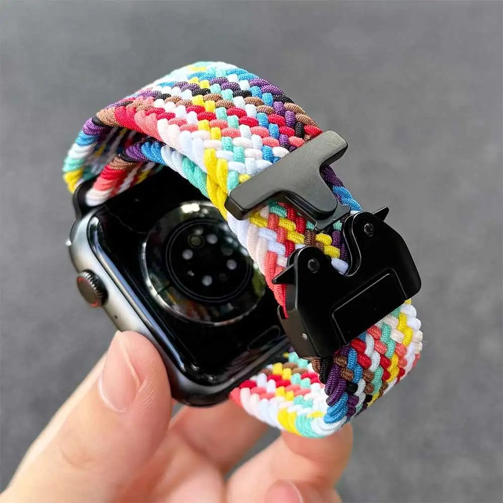 Bracelet tressé à boucle Solo pour Bracelet de montre Apple 44mm 45mm 46mm 40mm 41mm 42mm 49mm, iWatch série 10 Ultra 2 9 SE 8 7 6 5 4