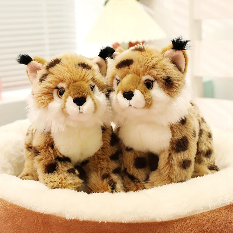 

30cm New Pretty Wild Lynx Plush Toys Handmade Fluffy Sitting Pose Lifelike Lynx Doll Realistic Desktop Animal Pretty Super Cool
