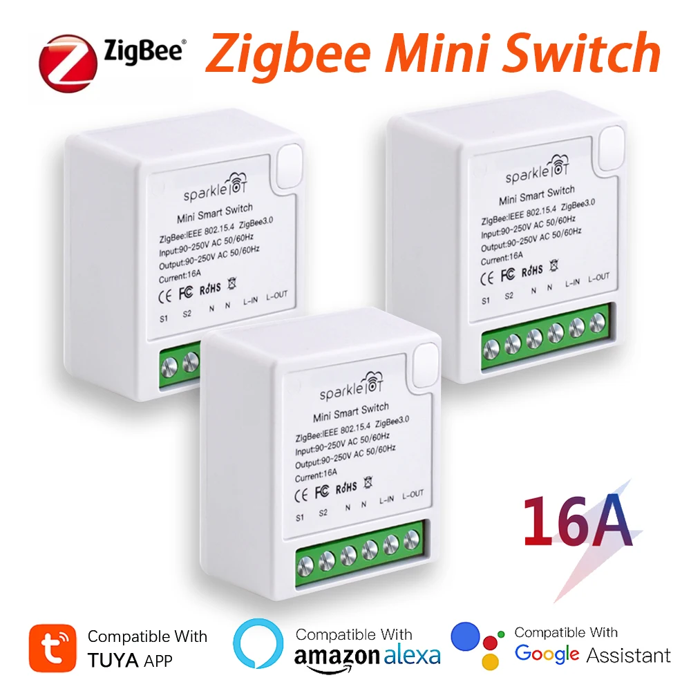 

Tuya zigbee 3.0 Smart Switch Mini 2 Way Control16A Home Wireless DIY Timing Relay Works With Alexa Google Assistant Smartlife