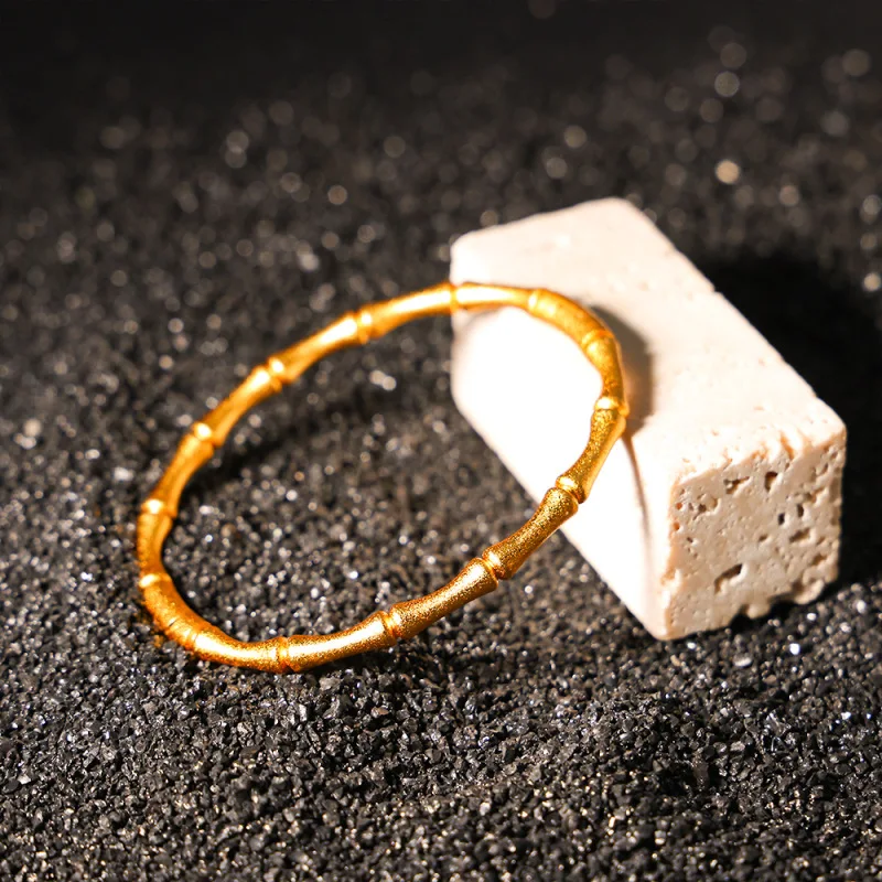 Trendy Matte Joint Bangle Bracelet Anti‑fade Gold Stainless Steel Minimalist Stackable Women Bracelet