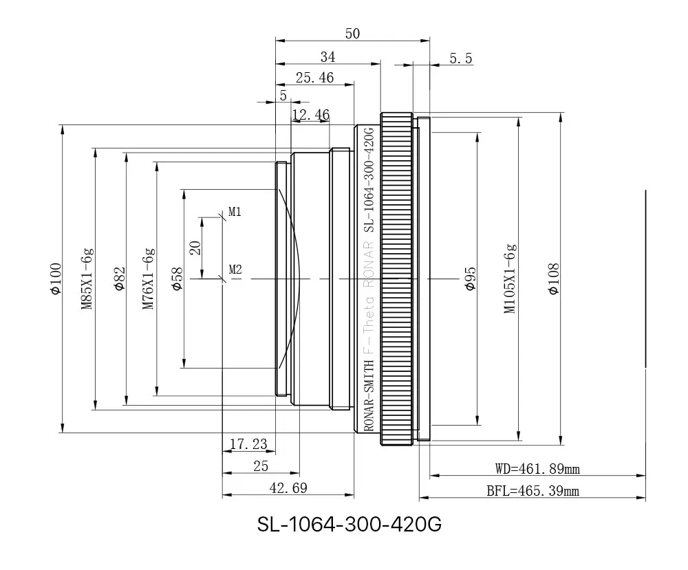 F-theta Objektiv Feld Objektiv 1064nm 70x70-300x300mm F100-420nm für 1064nm YAG Optische Faser Laser Kennzeichnung Maschine Teile – Detail 11