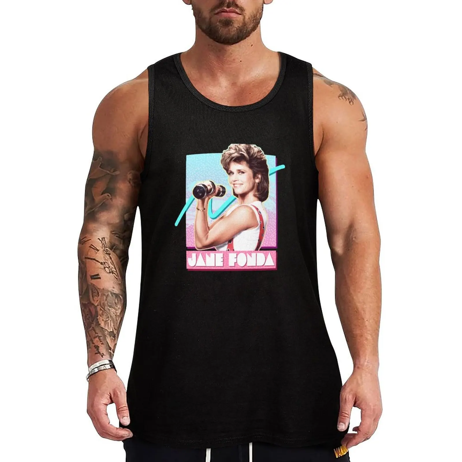 

Jane Fonda // Fitness 80s Tank Top T-shirt man clothes for men Men sleeveless tee Vests