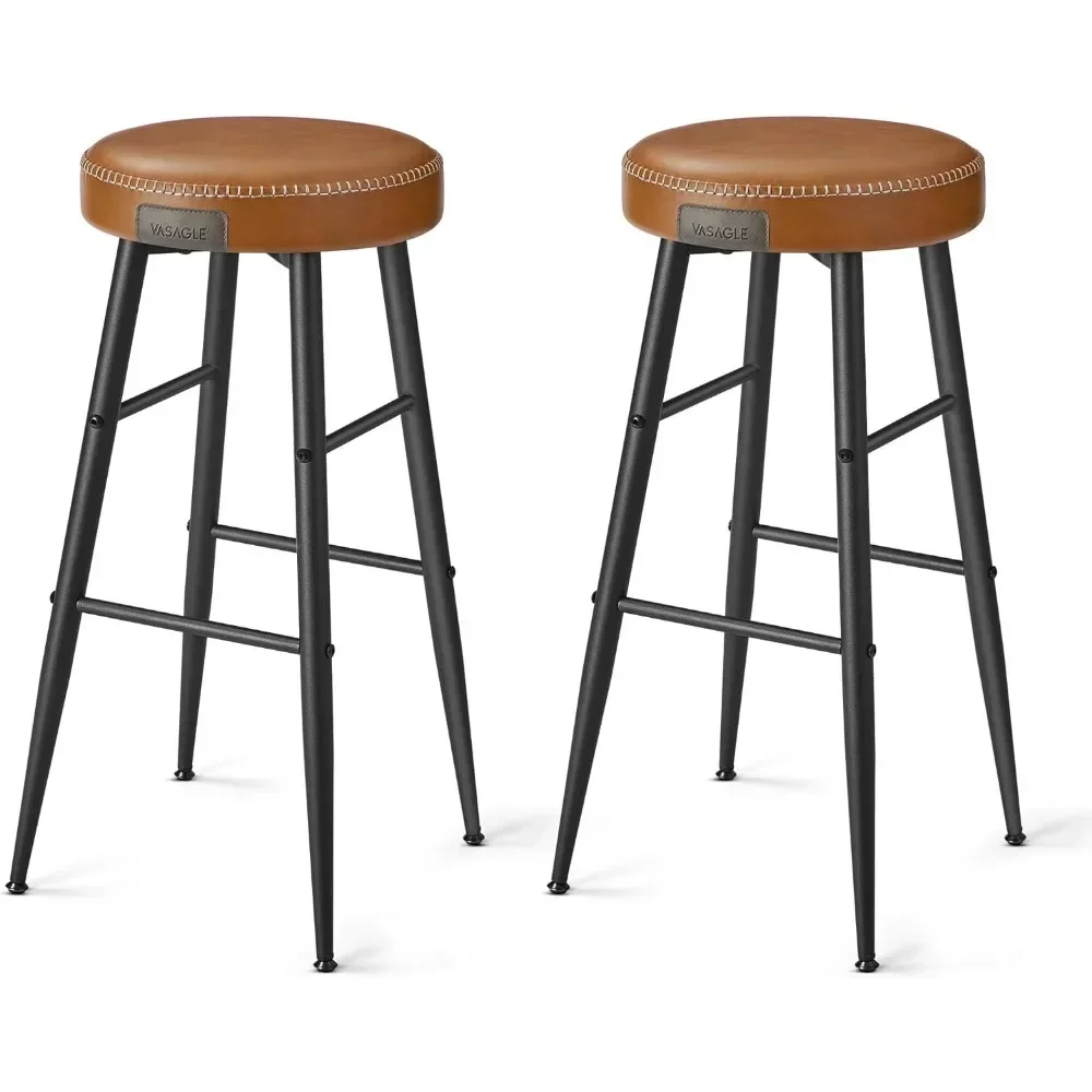 

Bar Stools Set of 2, Kitchen Counter Stools, Synthetic Leather with Stitching, 30-InchTall Barstools, Bar Chair