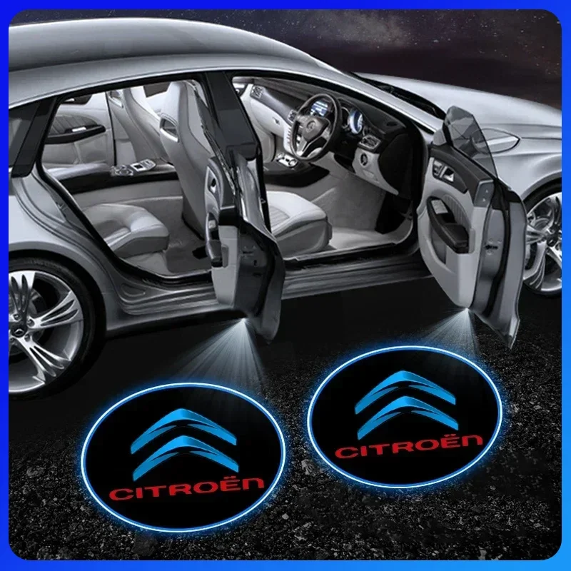 

Дверь автомобиля, лампа для проектора, светодиодная HD лампа с логотипом, аксессуары для Citroen C1 C3 C4 C5 6 2CV VTS Picasso Cactus RD3 C4L