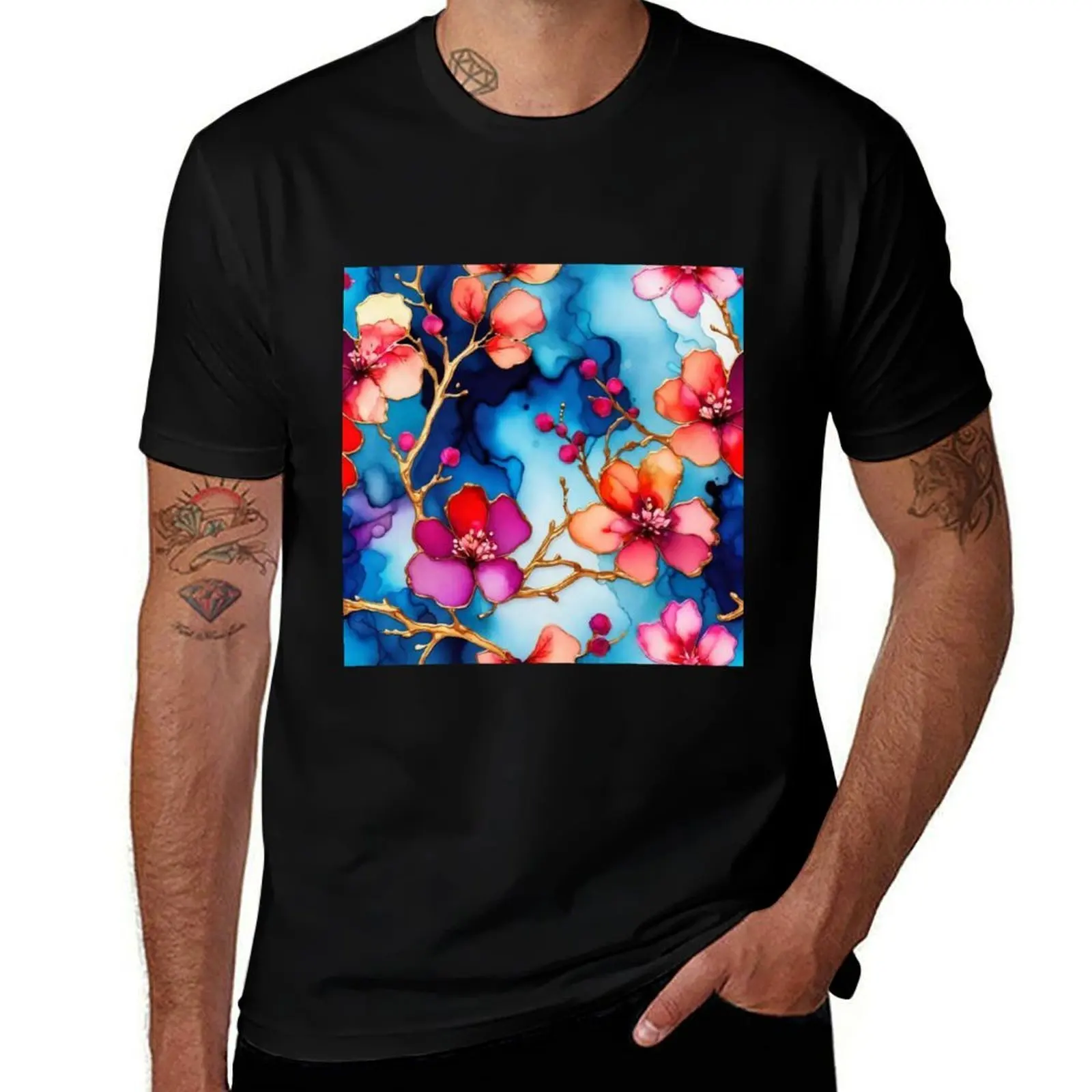 

Alcohol Ink Illustration T-Shirt croswit shirt man heavyweights Blouse oversized t shirt men