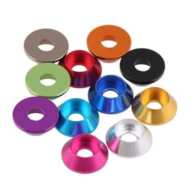 5/10pcs/lot cap head aluminum cone washer M2 M2.5 M3 M4 M5 M6 M8 Corlorful Aluminum Alloy Cap Head Gasket washer for RC parts