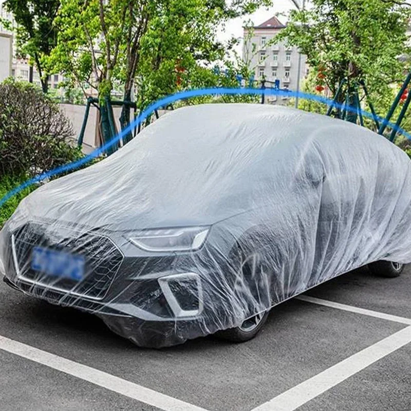 Disposable Car Cover Indoor Dustproof PEVA Car Cover Transparent Soft Scratch-Free Auto Exterior Protector Universal