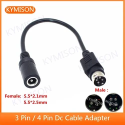Female 5.5*2.5mm to male 3-Pin / 4-Pin Cable Lead For SATO TG-5011-19V-ES Just a 4-Pin cable For TV LCD VCR power supply