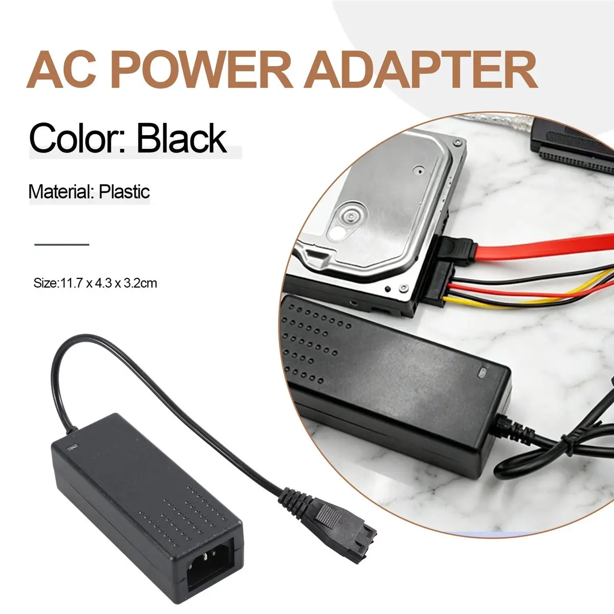 popop New 12V + 5V 2.5A AC Power Adapter for 4Pin IDE Hard Drive HDD CD-ROM Converter SATA