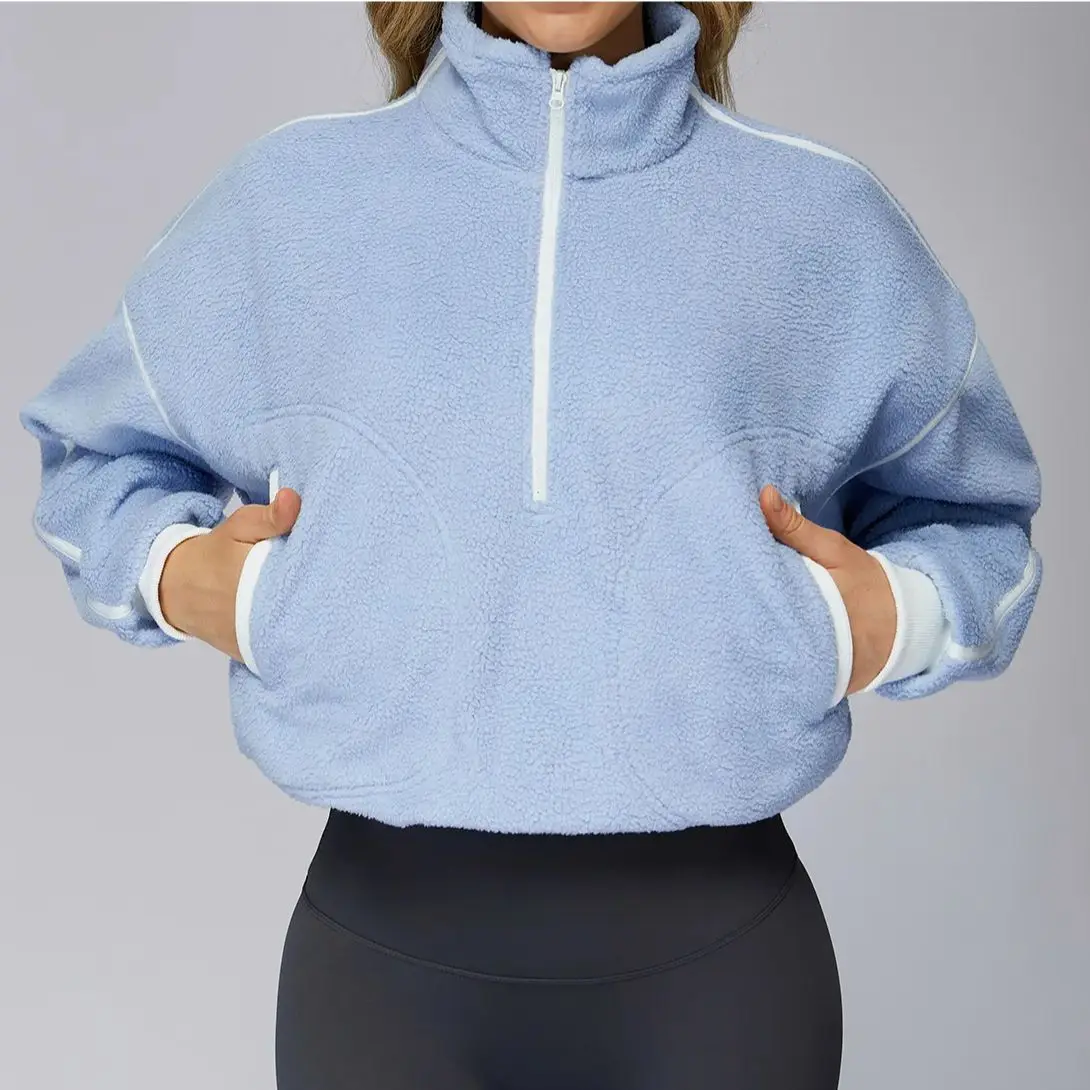 

Женское осенне-зимнее пальто с воротником-стойкой, ветрозащитная теплая флисовая куртка, женская флисовая спортивная куртка для бега, топы на молнии с карманами