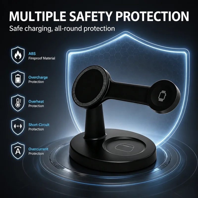 3 In 1 23W Magnetic Wireless Charger Portable Multi‑Function Desktop Fast Charging Station For iPhone 18 17 Airpods Apple Watch view 2