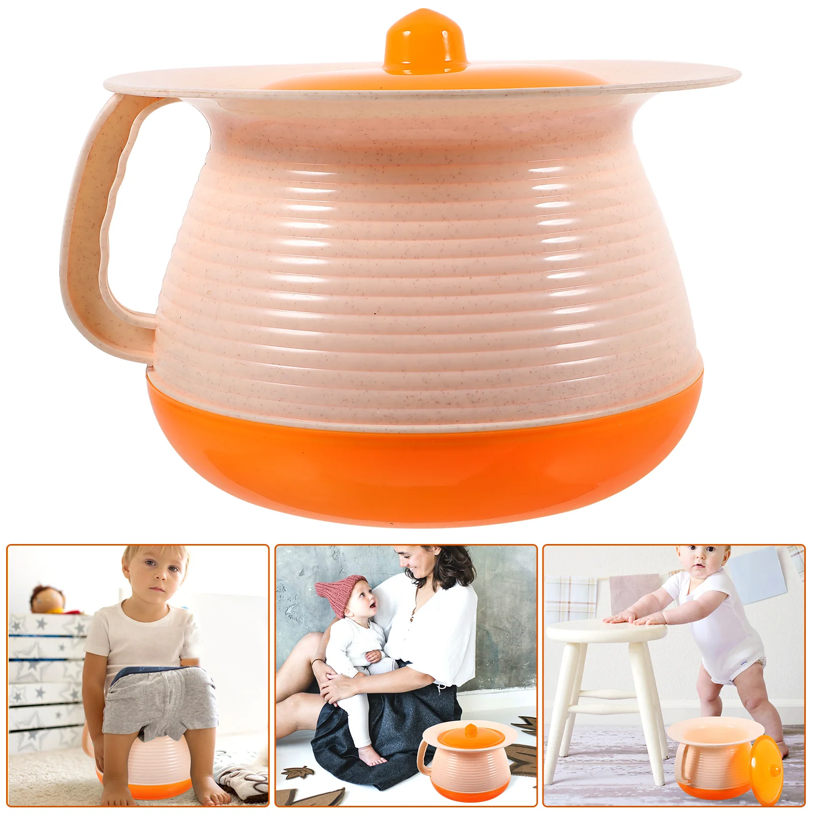 البلاستيك المحمولة Bedpan وعاء البول المبصقة مع غطاء قطرة مقاومة عدم الانزلاق مستقرة المسنين الاستخدام المنزلي البلاستيك أواني البول