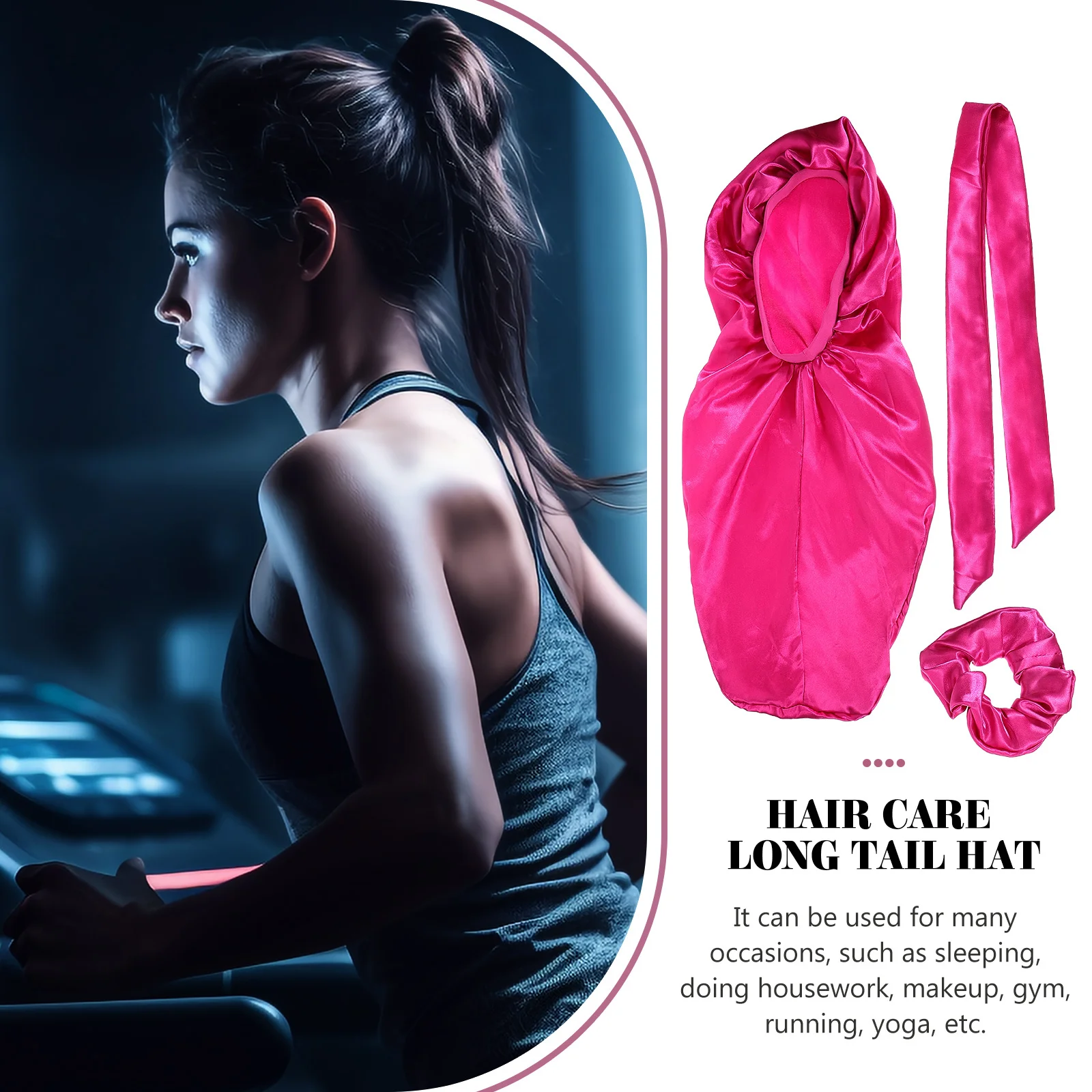 حساسة قبعة الساتان للنساء طويل مجعد الضفائر الشعر التفاف قبعة النوم مريحة لا عقدة المنزل الصالة الرياضية ماكياج اليوغا حساسة النوم قبعة #1