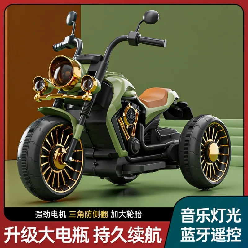 Children's electric scooter, three wheeled motorcycle, remote control for early education, rechargeable male and female baby toy