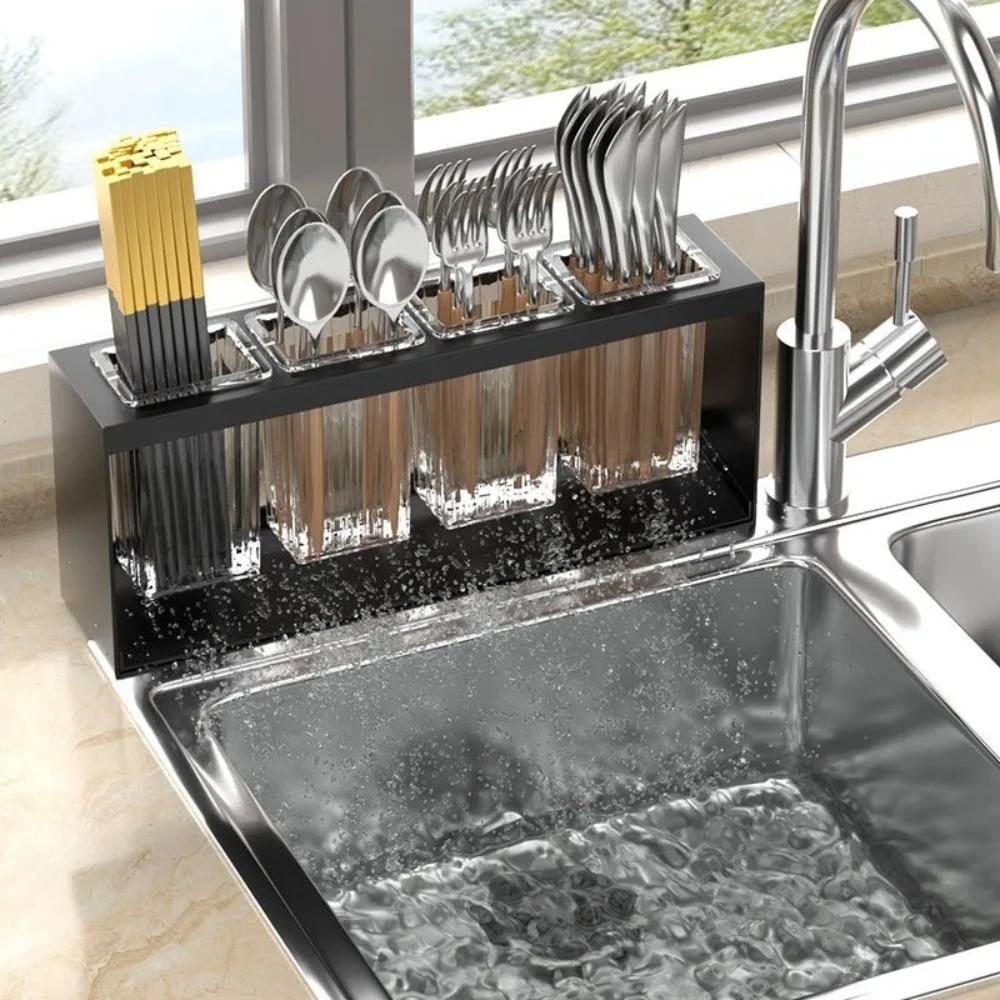 Multiple Grids Drainage Design Space Saving Toothbrush Holder for Toothpaste Chopsticks Organizer Kitchen Bathroom Storage Rack