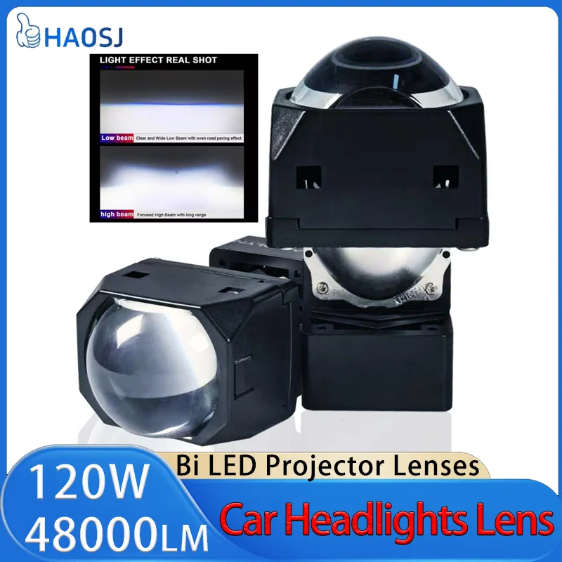 LED High Beam Projector 1.5 inch Matrix H4 LED Lens 48000LM Bi-led Auxiliary Headlight Fog Light For Car Motorcycle Accessories