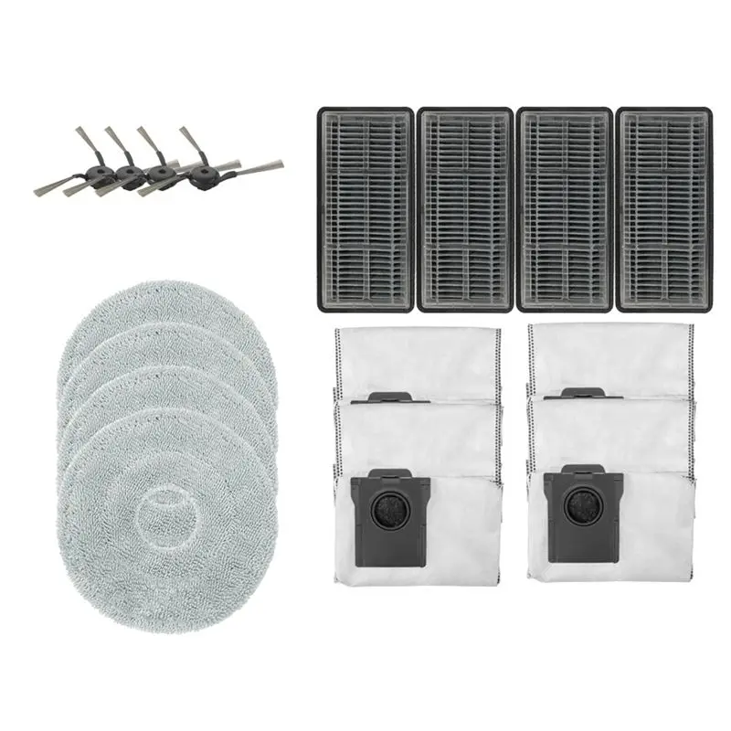 

Запасные части и аксессуары A60T для Dreame X40 Pro Ultra: боковая щетка, HEPA-фильтр, салфетки для мытья полов, мешки для сбора пыли.