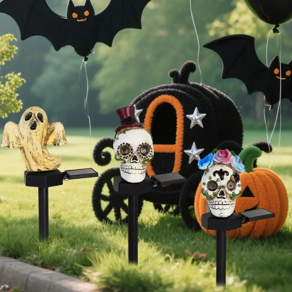 

Solar Halloween Lights Halloween Solar Pumpkin Skull Pathway Lights for Outdoor Yard Decoration Waterproof Jack-o-lantern Stake