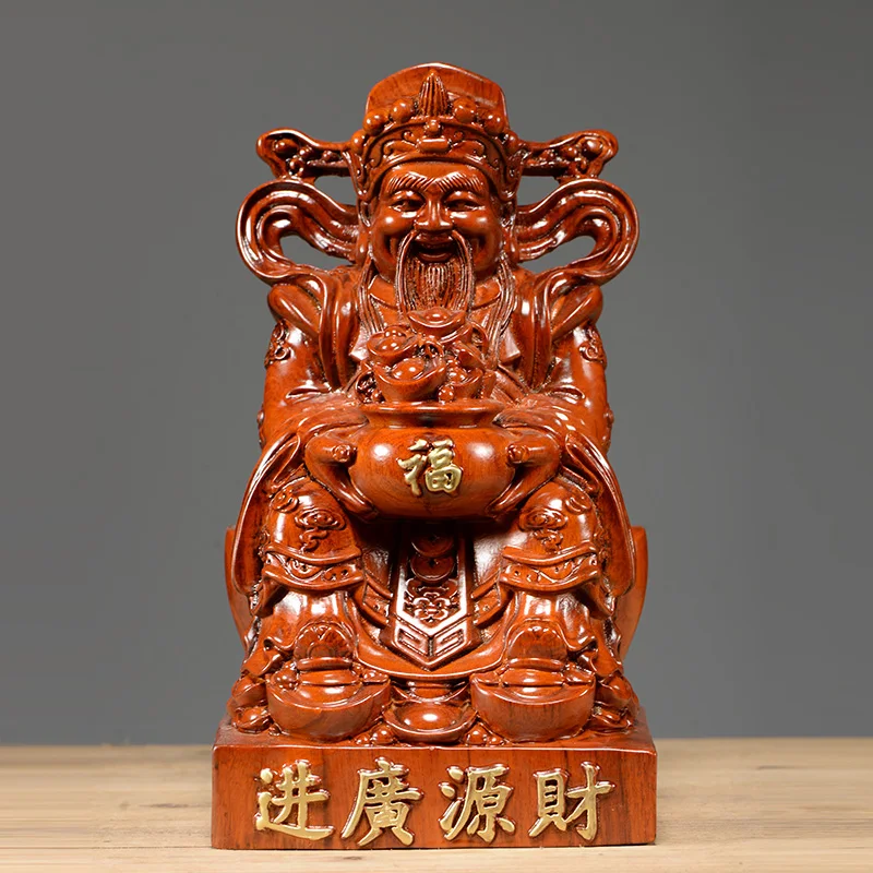 

Huali wood carving text Buddha statue ornament solid wood sitting living room decoration store home opening gift