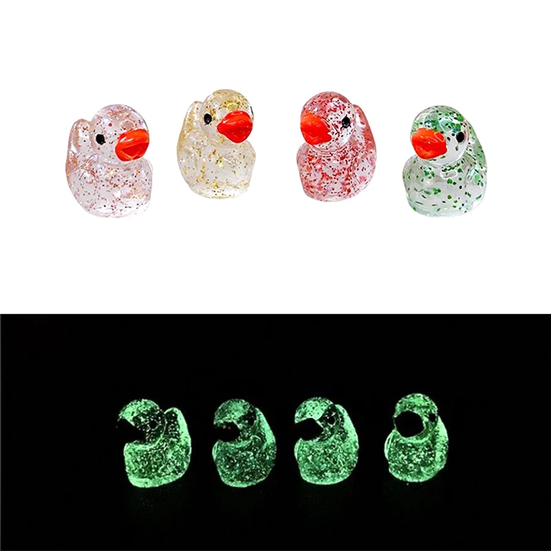 5Pcs Home Decor Luminous Mini Fine Sparkling Ducks Moss Microlandscape Miniature Duck Figurines Fairy Garden Accessories