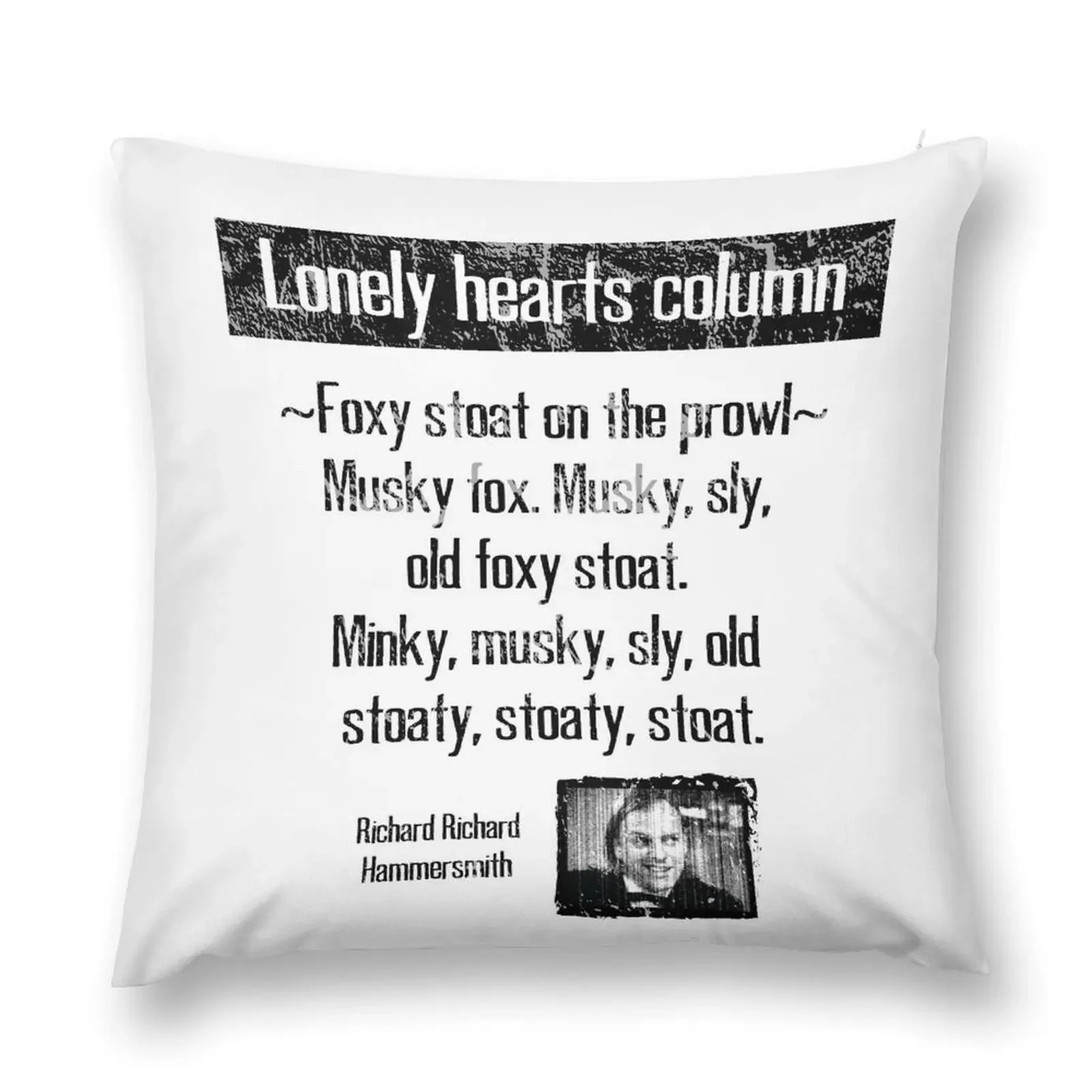 Bottom - lonely hearts column - foxy stoat Throw Pillow luxury sofa pillows Covers For Sofas pillow