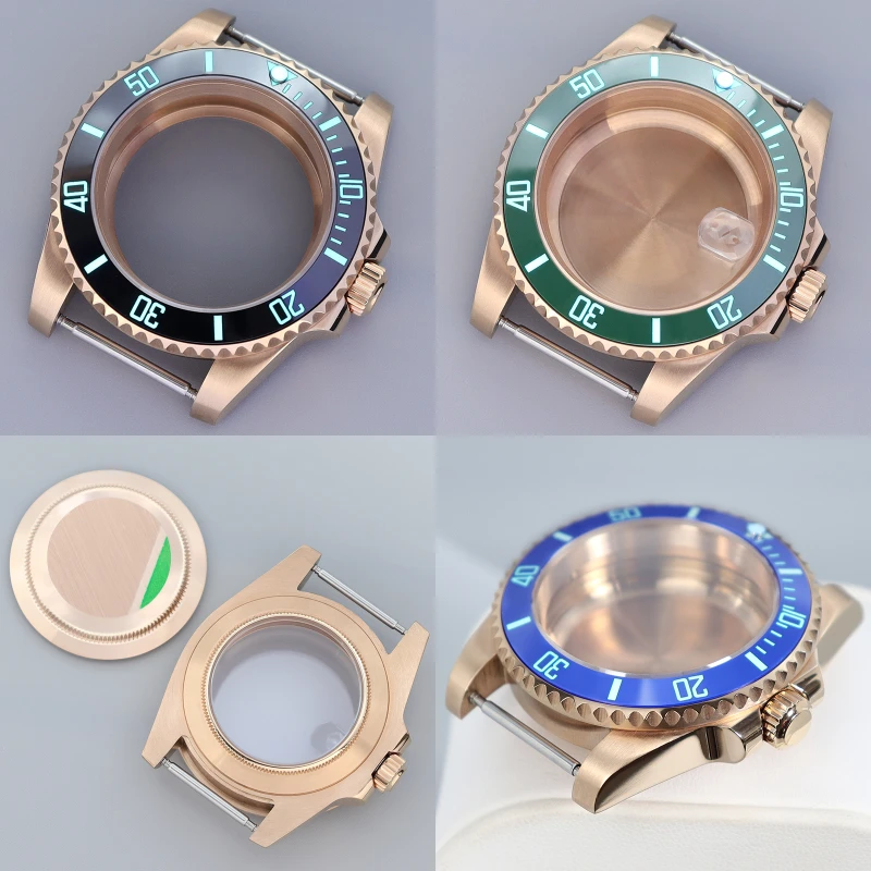 

NH35 40MM GMT SUB Ceramic Insert Watch Case C3 Bezel Fit Seiko NH35 NH36 NH34 8215 2824 Movement Rose Gold Watch Stainless Steel