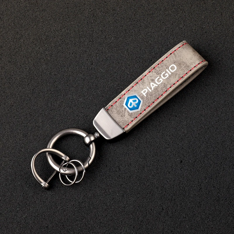 HD printed vintage leather horseshoe ring keychain for PIAGGIO Motorcycle Accessories