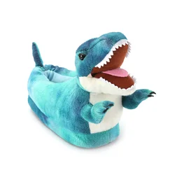Parent-child Home Cosplay Fur Shoes 2024 Creative Dinasour Slippers Kids Adult Furry Shoes Winter Slip-on Animal Slides