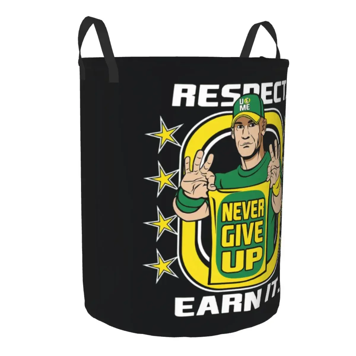 Custom WWE John Cena Laundry Basket Foldable Never Give Up Clothes Hamper for Nursery Kids Toys Storage Bin