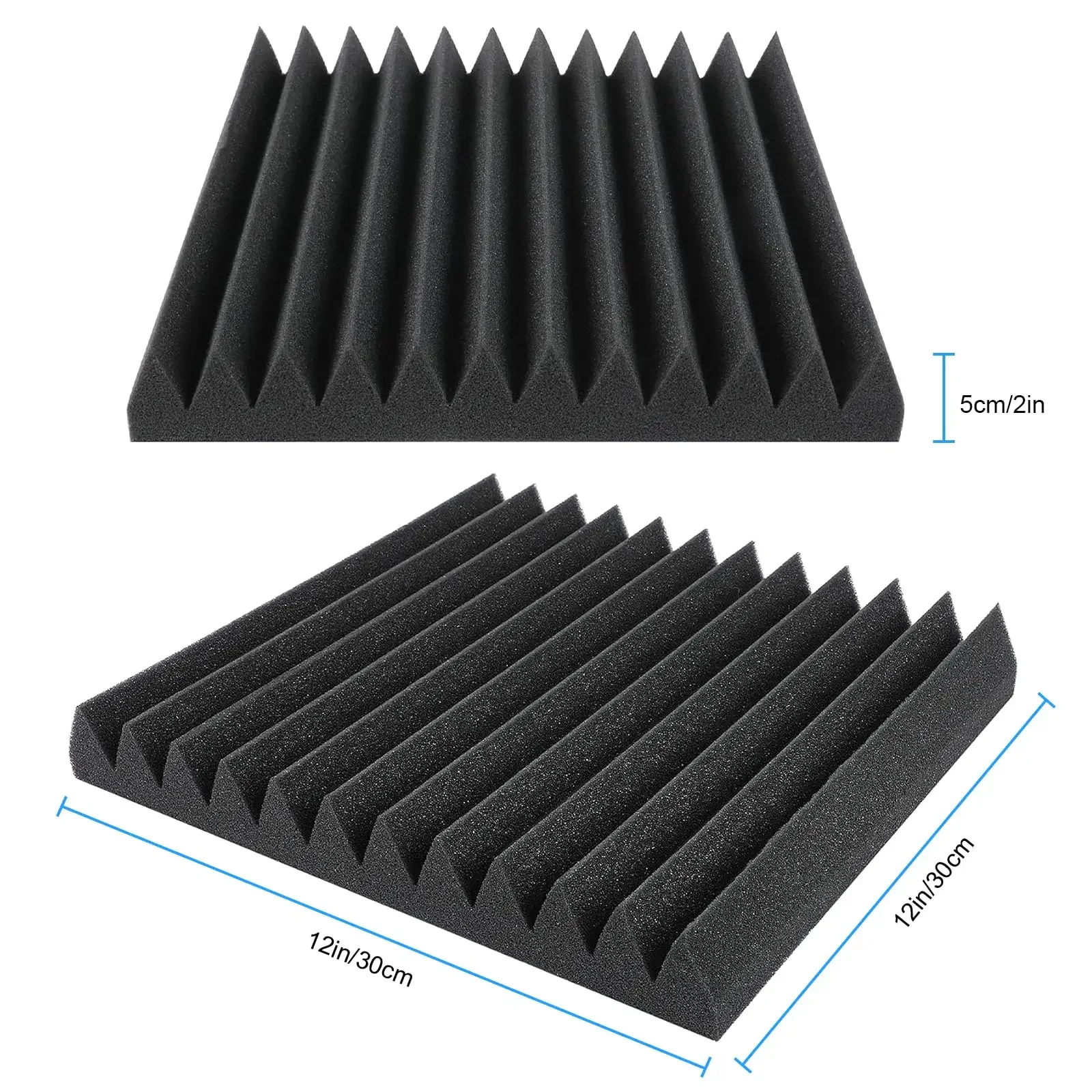 Soundproofing Panels 12Pack 30x30cm Acoustic Foam Studio KTV Sound Absorbing Panels Noise Insulation Wall Foam 2.5/5cm Thick