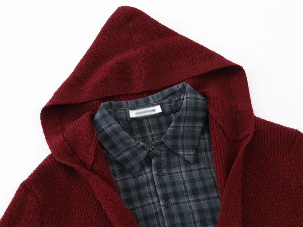Maglione con cappuccio a quadretti a blocchi di colore falso in due pezzi Uomo Donna Autunno Inverno Casual Colletto della camicia allentato Maglione lavorato a maglia