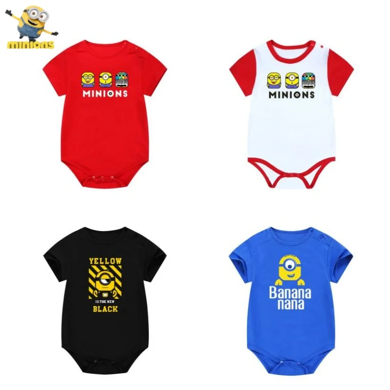 

Minions cartoon character children's short-sleeved triangle bag fart clothing creative kawaii breathable cotton jumpsuit gift