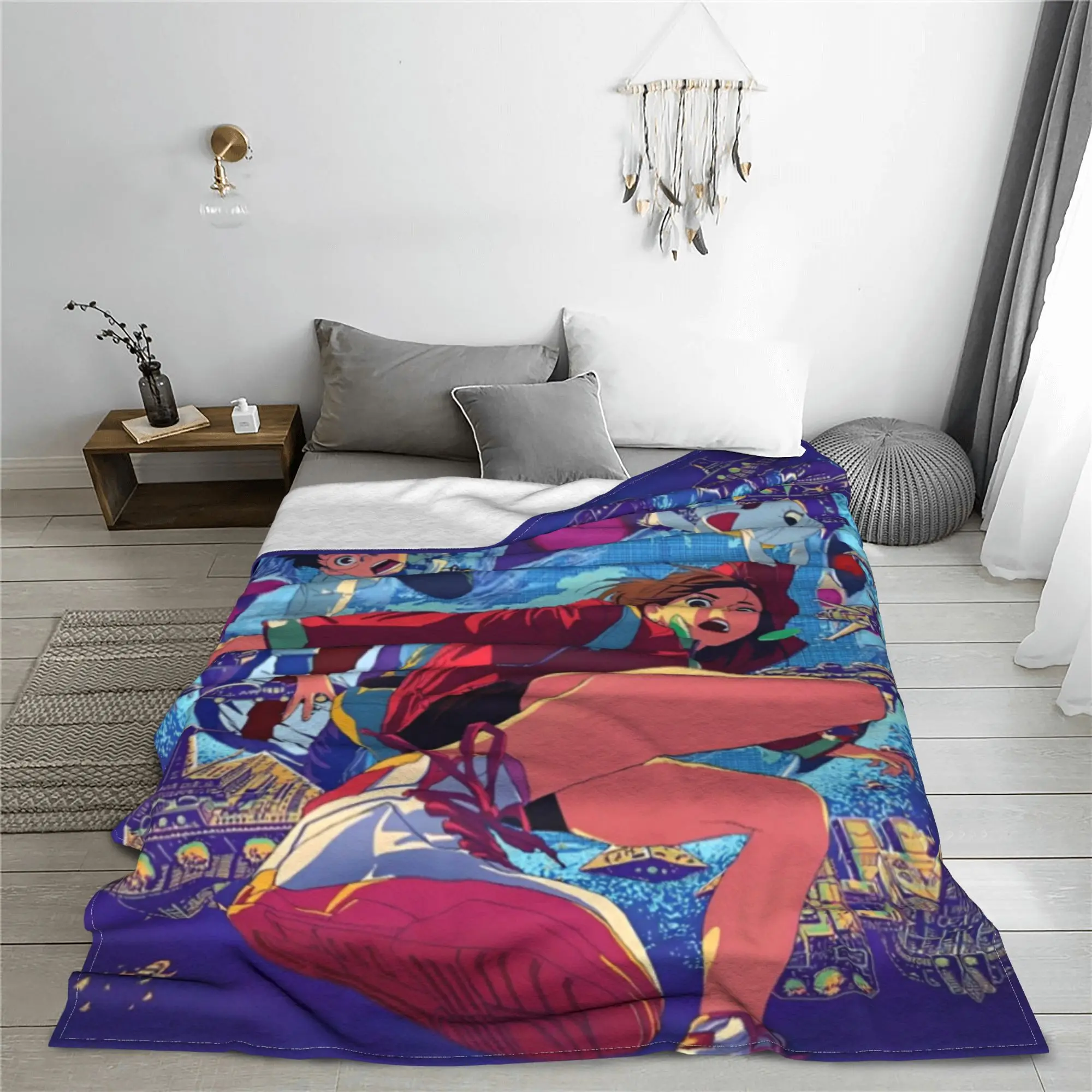 Dandadan Anime Ayase Momo Okarun Fleece Throw Blanket Manga Japan Blankets for Sofa Couch Warm Plush Thin Quilt Portable