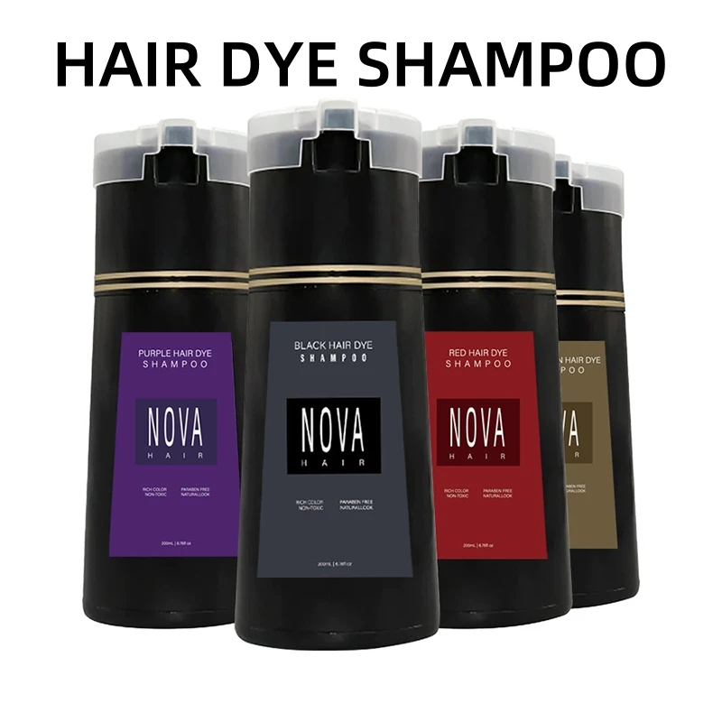 Instant Coloring Shampoo 3 IN 1 Black Brown Purple Hair Dye Shampoo Natural Non-irritating Change White Grey Hair Nourish Care