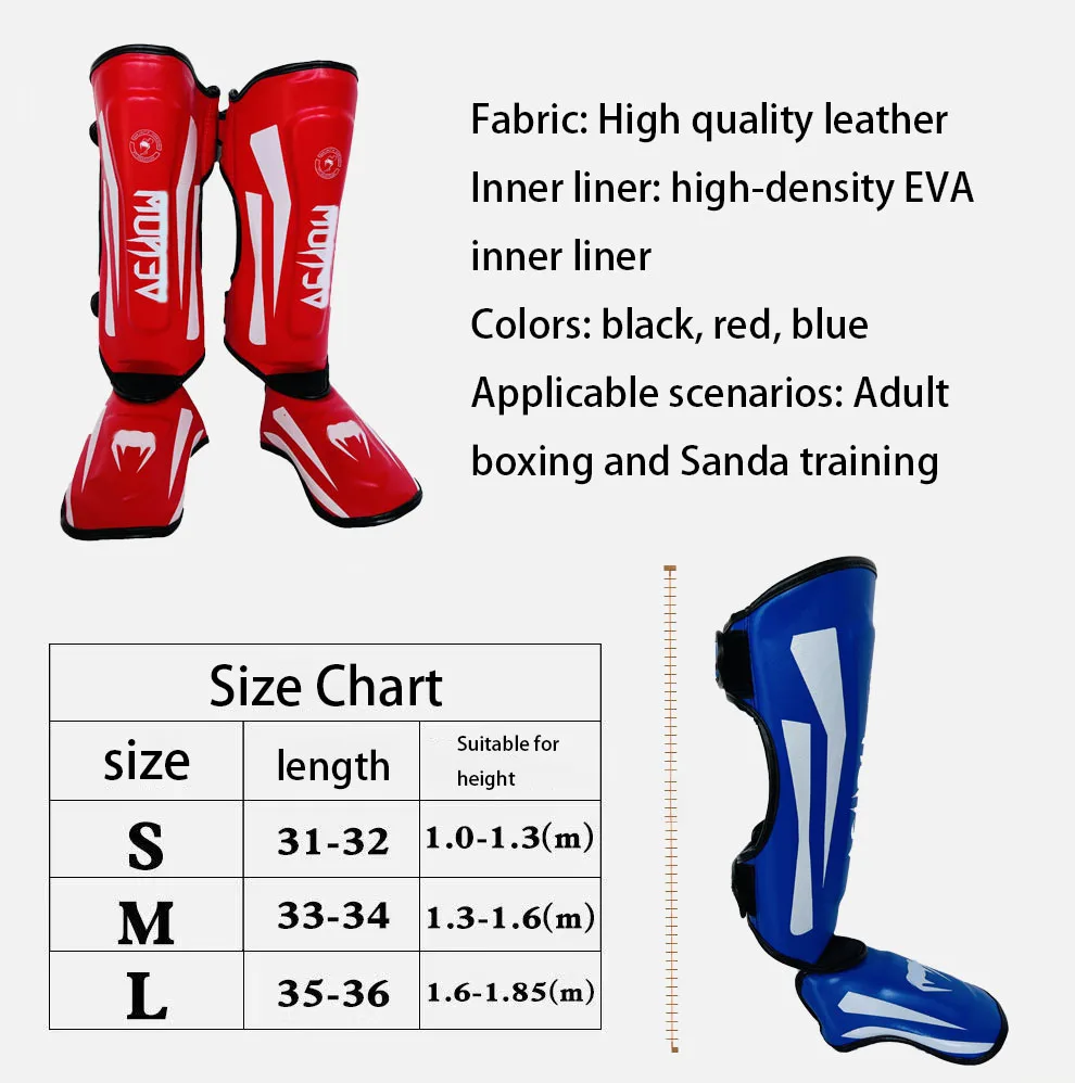 Muay Thai leg protectors, Sanda fighting combo, with thickened back guard for combat equipment and leg guards