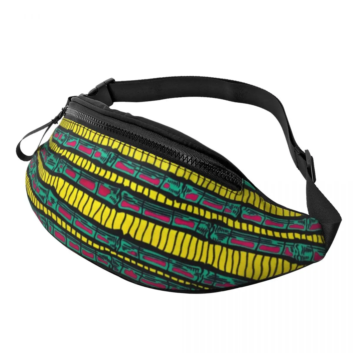 Custom Geometric African Ethnic Tribal Ankara Pattern Fanny Pack Men Women Crossbody Waist Bag for Cycling Phone Money Pouch