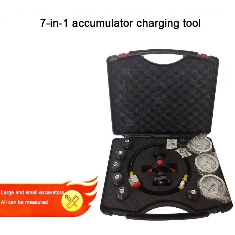 

7 IN 1 Pressure Test Kit Hydraulic Accumulator Cylinder Nitrogen Gas Charging Kit