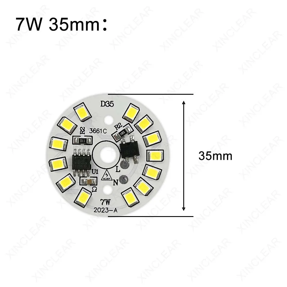 10pcs High Bright LED Light Board 7W Warm White AC 220V No Need Drive Dia 35mm 50mm PCB Plate SMD 2835 Chips For DIY Downlight