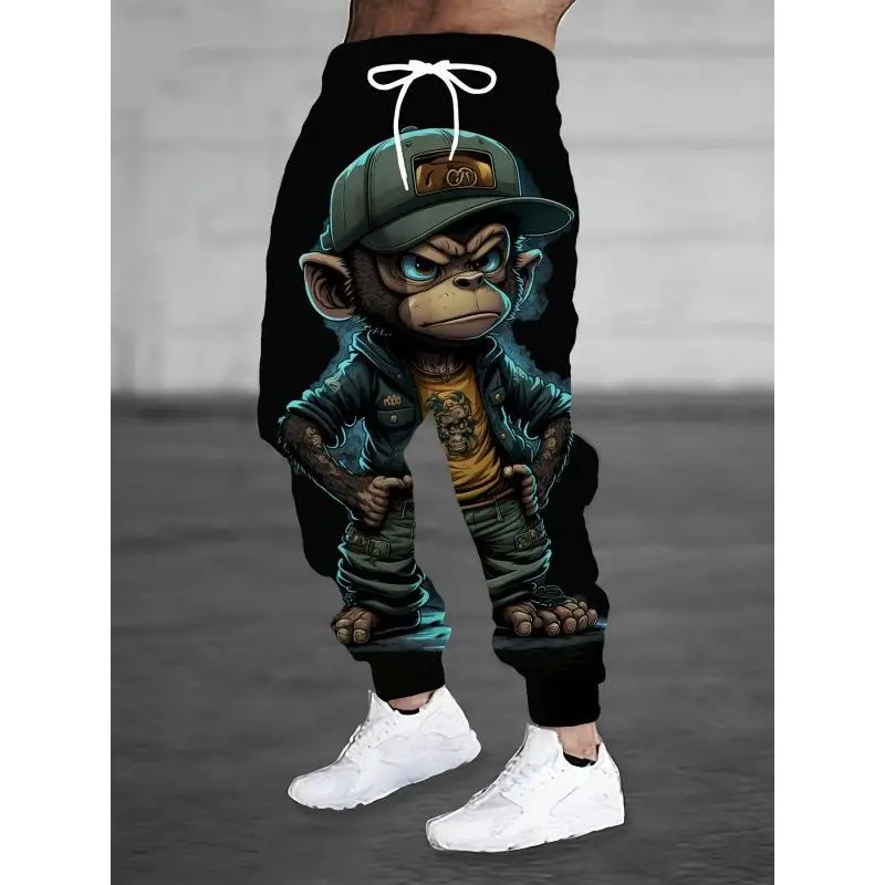 American Print Sweatpants Loose Fit Retro Style Pure Cotton Casual Trousers for Men Durable Comfortable Vintage Look